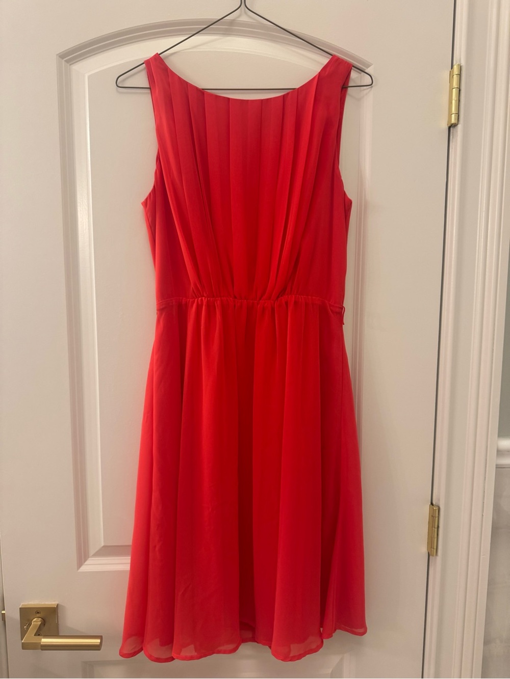Jessica Howard Red Sleeveless Pleated Chemise Dress